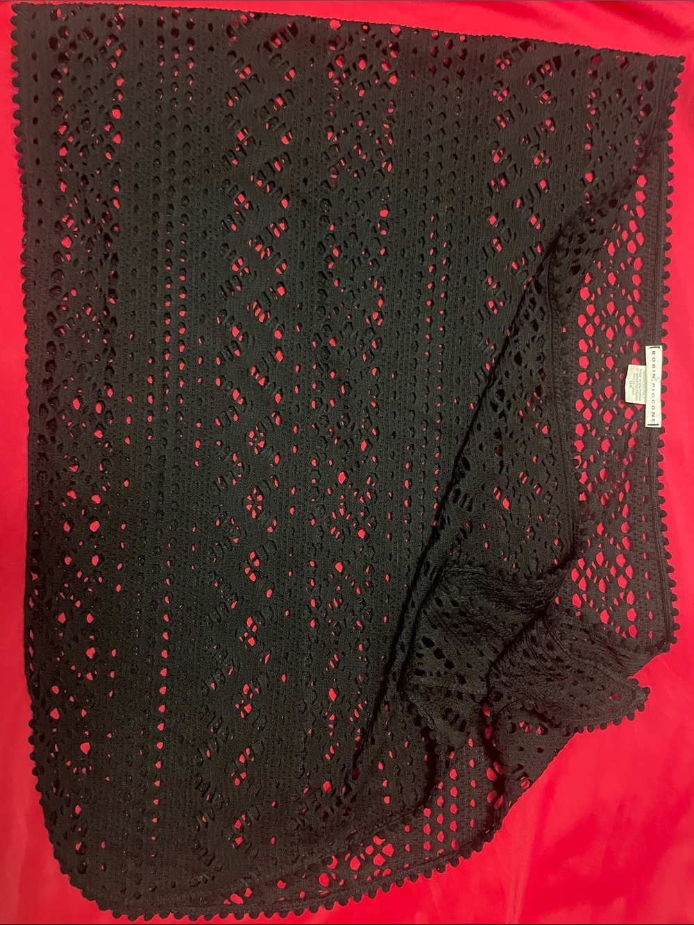NWOT Robin Piccone Sophia Black Crochet Open-Weave Swim Cover-Up Skirt Wrap